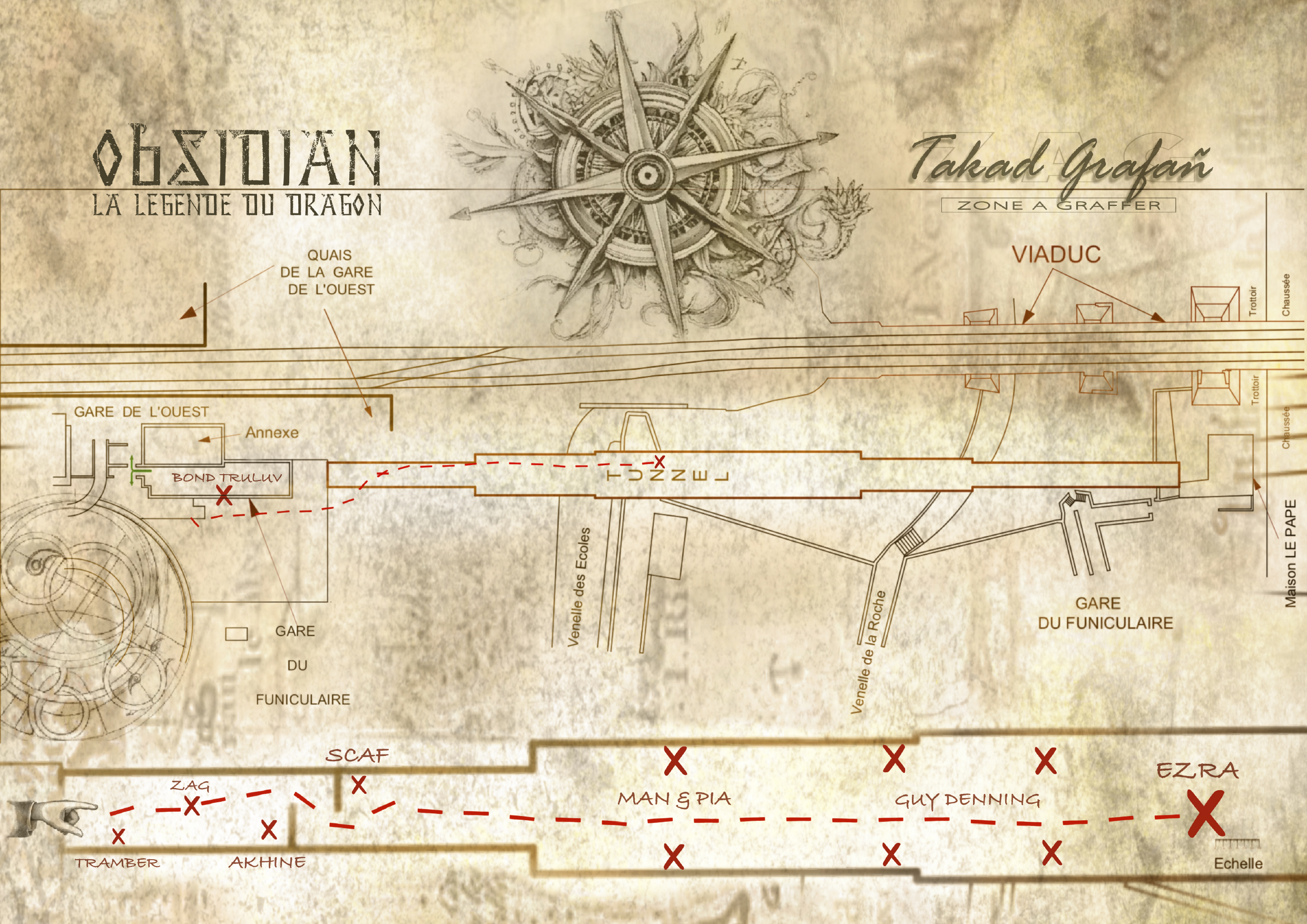 Carte du parcours MX Arts Tour 2026 — Obsidian, la légende du Dragon